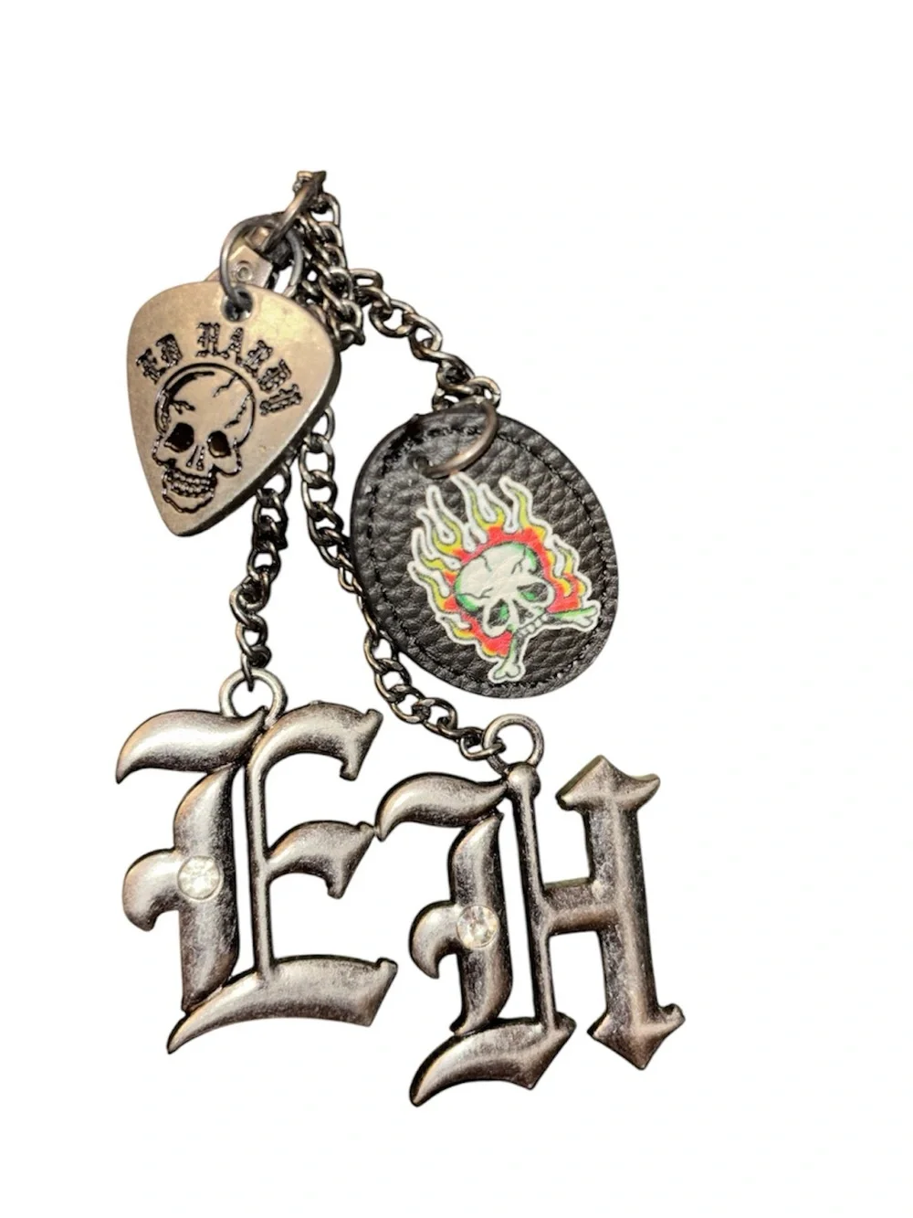 Ed Hardy Black Embossed Leather Crossbody Bag with Logo Charm - Picture 6 of 6